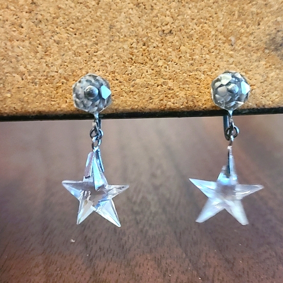 VTG sterling silver star dangle earrings - Picture 2 of 3